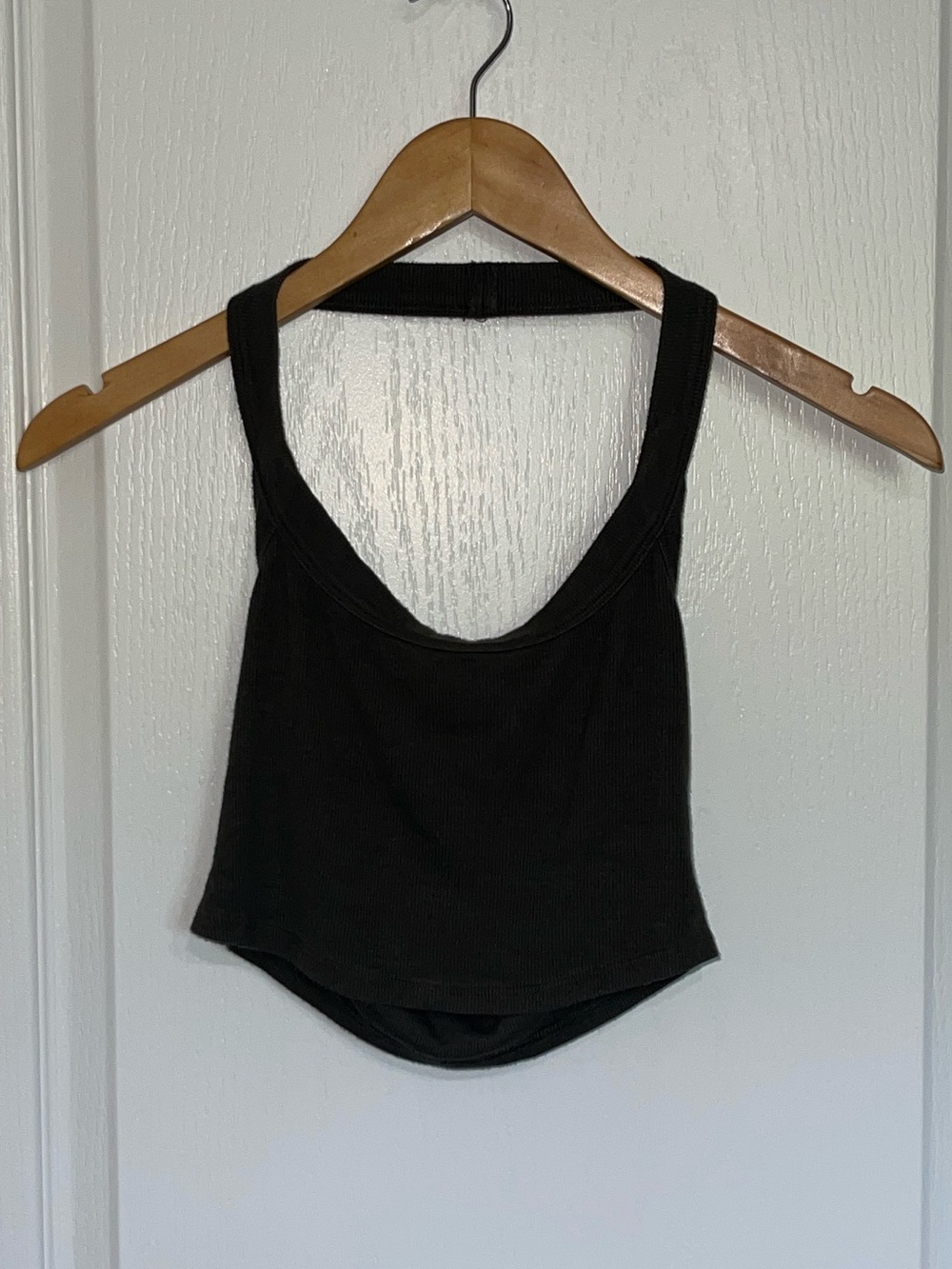 JOAH BROWN Dark Military Green Ribbed Cropped FLEXRIB Tank Top SZ Small/Medium - Picture 2 of 6